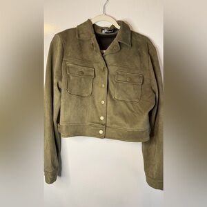 Allegra K Olive Green  Crop  Jacket Large